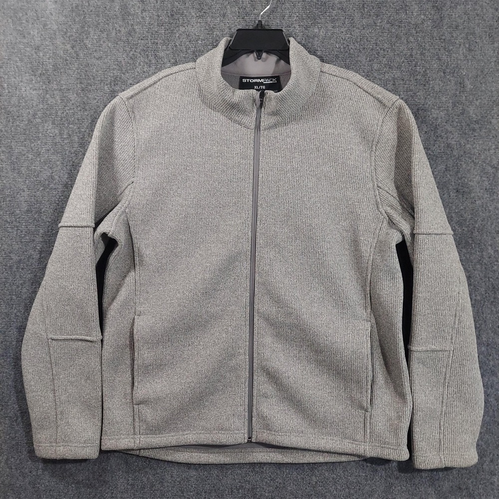Stormpack Jacket Men's XL Gray Full Zip‎ Heavy Knit Fleece Lined Active Outdoor